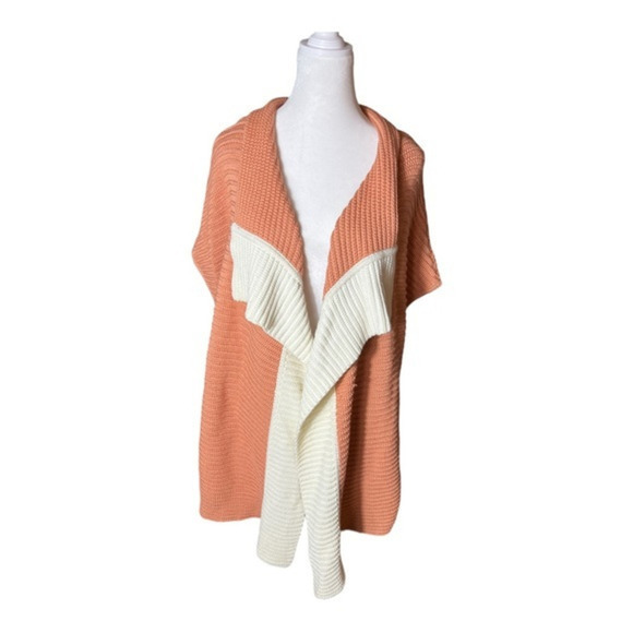 St. John‎ Knit Loose Fit Cardigan Sweater Mandarin Orange & Cream Size M - Picture 1 of 7